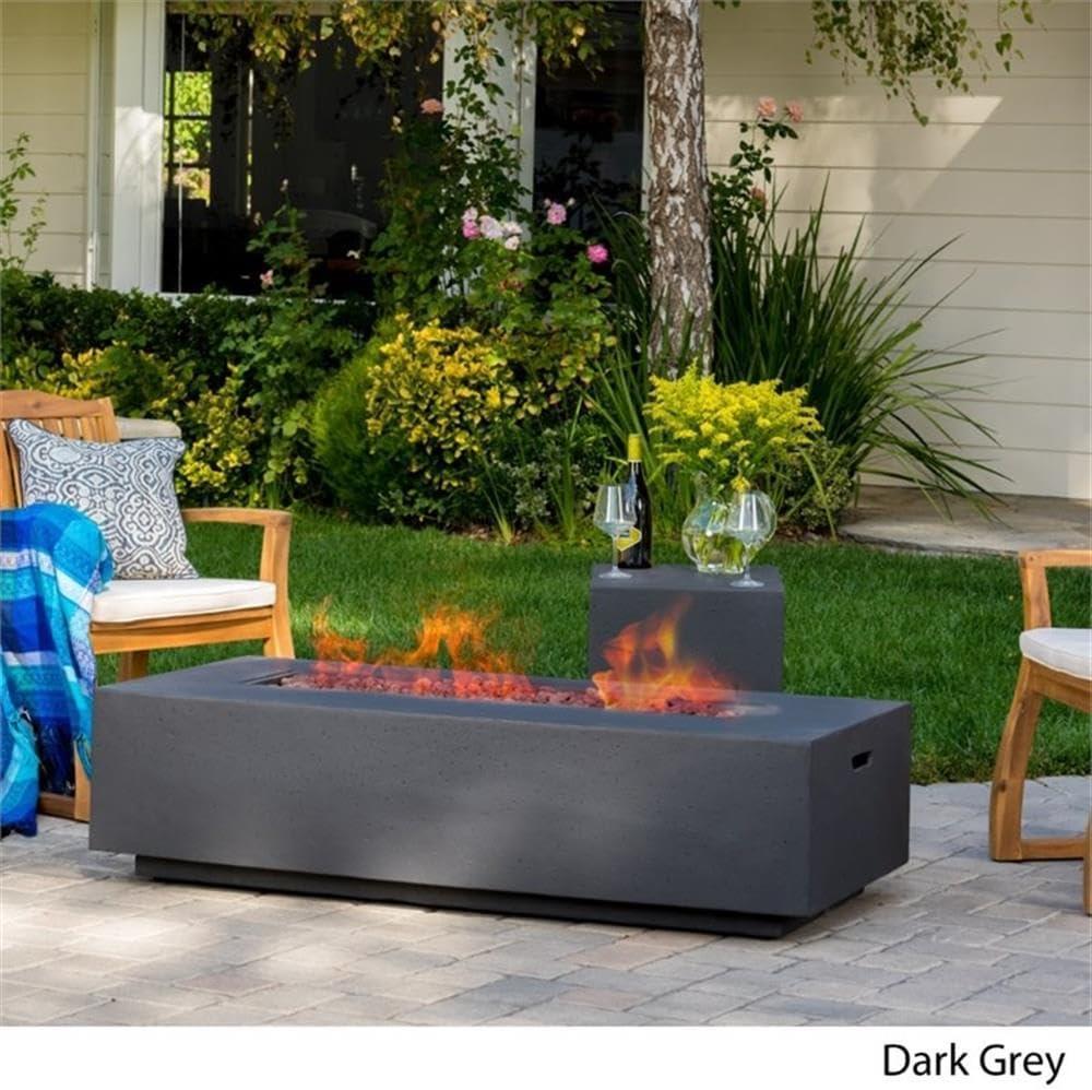 Jaxon Outdoor 56 Rectangular Propane Fire Table with Lava Rocks, Gray