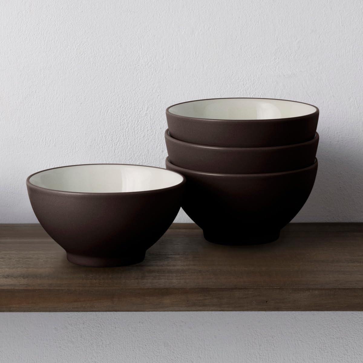 Matte Brown Ceramic Rice Bowls Set of Four