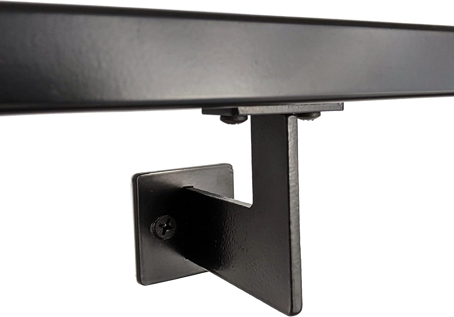 Urban Contemporary Handrail Grab Bar Kit, L Steel Brackets, Returns to Wall, Powder Coat
