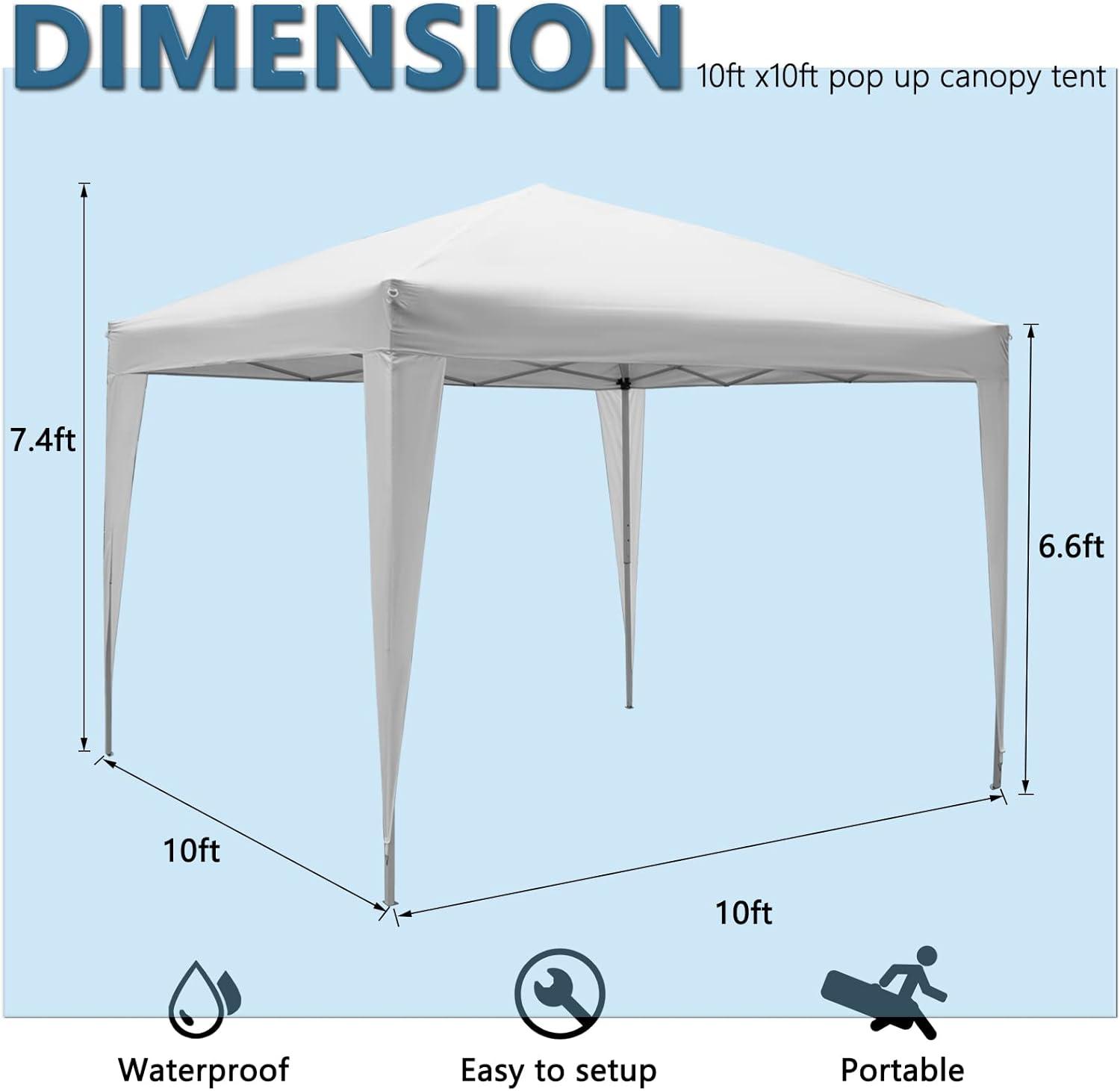 HOTEEL Canopy 10x10 Waterproof Pop up Canopy Tent with 4 Sidewalls Outdoor Event Shelter Tent for Parties Sun Shade Party Commercial Canopy with Air Vent & Carry Bag,White