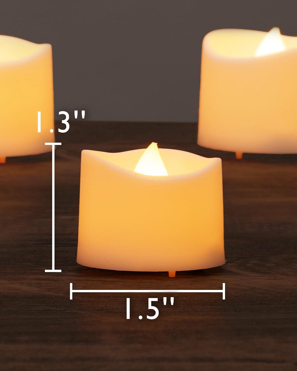 Homemory LED Candles, Battery Tea Lights, Lasts 2X Longer, Realistic Tea Lights Candles. Batteries Included, Bright yellow light, Set of 12