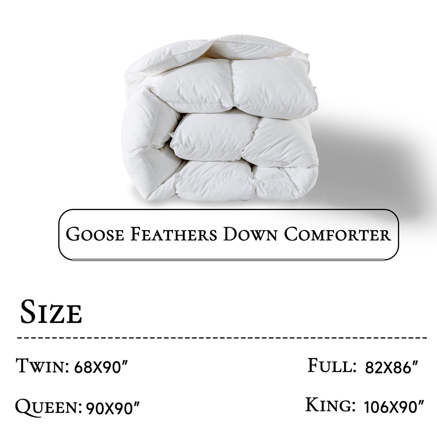 ValenciaLuxe Hotel-Collection 100% Organic Cotton All Season Goose Feathers Down Comforter