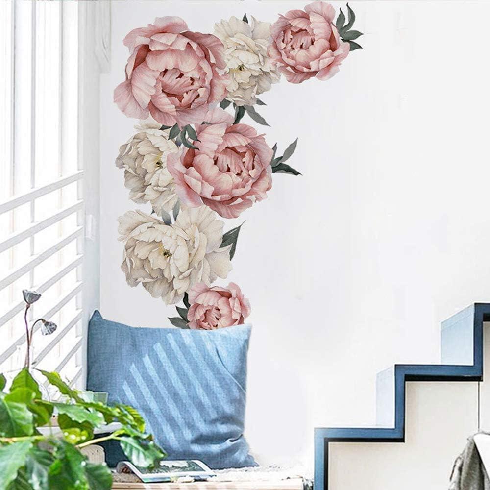 Wovilon Peony Rose Flowers Wall Sticker Art Nursery Decals Home Decor Gift Home Decor Wall Stickers & Murals Wall Stickers for Bedroom, Living Room