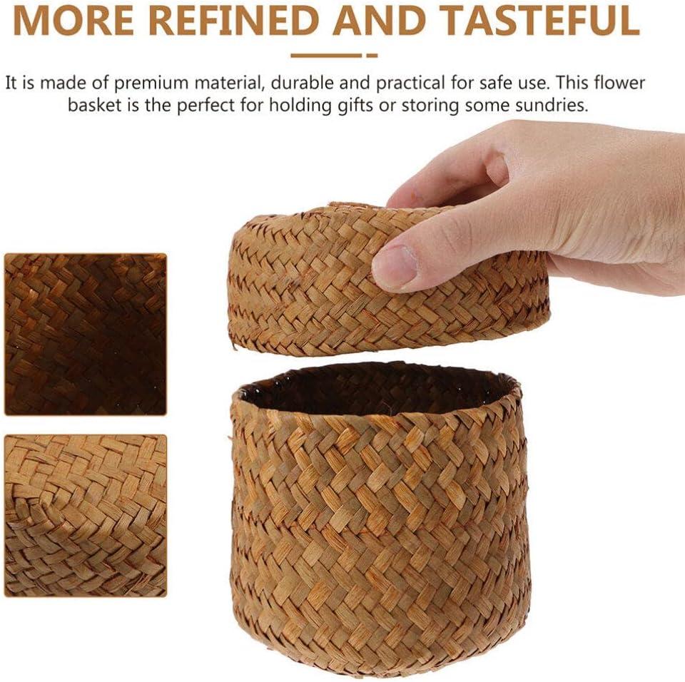 2 Pcs Sea Small Basket with Lid Flower Box Woven Gift Practical