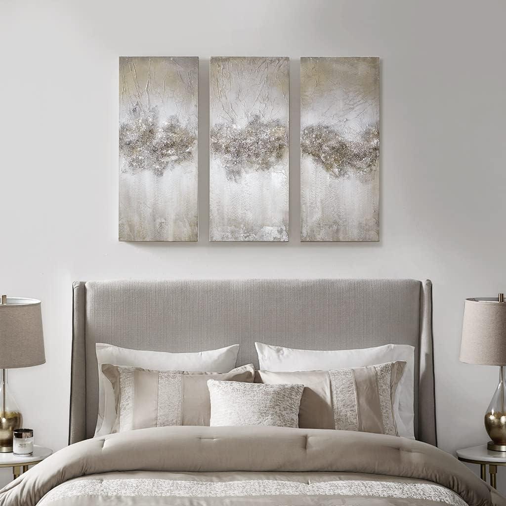 Luminous Taupe 3-Piece Hand-Painted Abstract Canvas Art Set