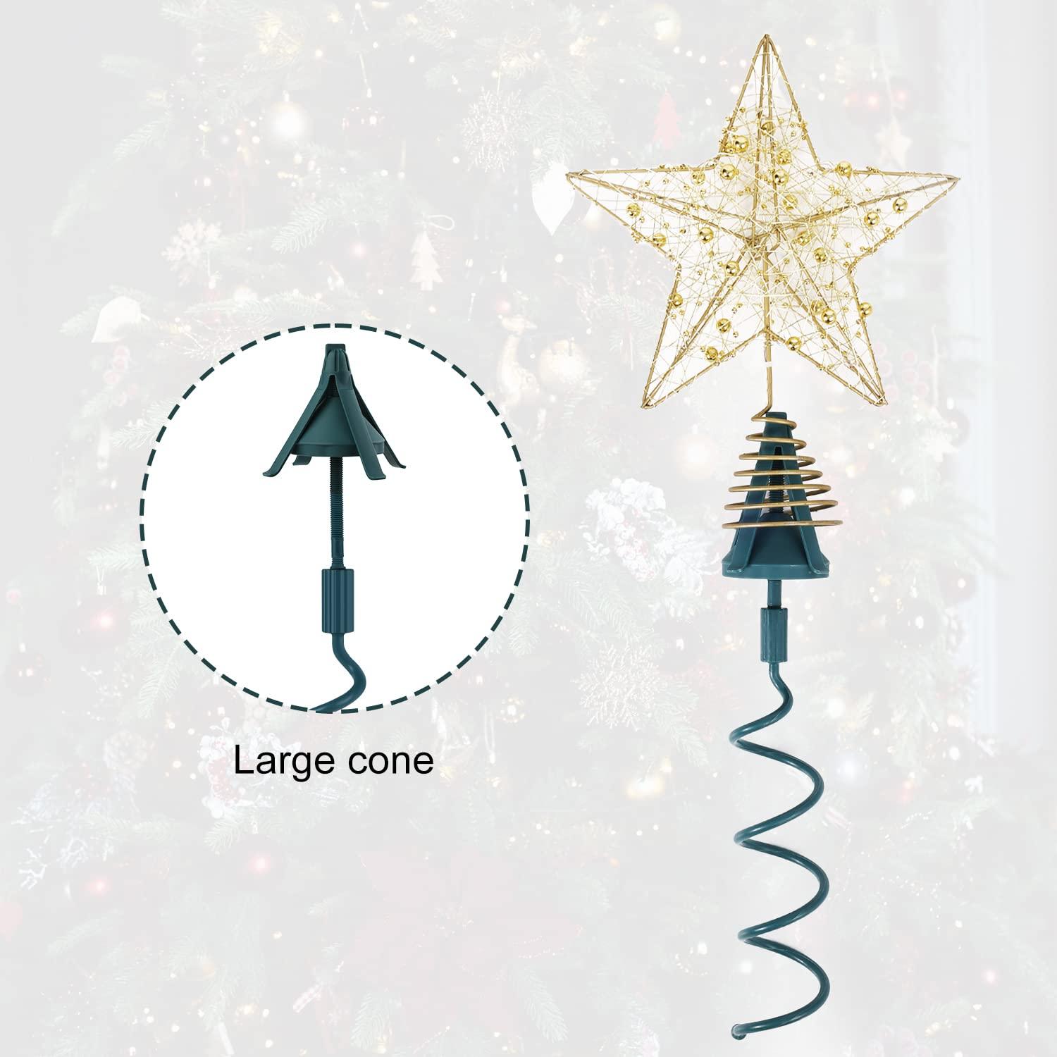 [Christmas Tree Topper Holder] - Twist-on Holiday Universal Tree Topper Stabilizer Fits All Base Types- Metal Green Support Rod with Adjustable attachments to stabilize Seasonal Treetop Ornaments