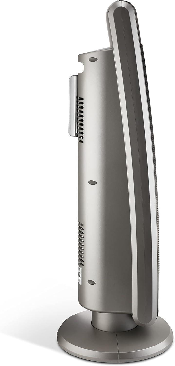 Silver Ceramic Electric Tower Heater with Thermostat and Remote Control
