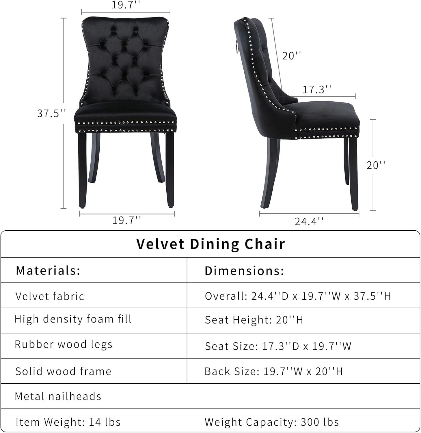 Westice Dining Chairs Set of 6, Tufted Dining Room Chair with Nailhead for Kitchen Restaurant, Black