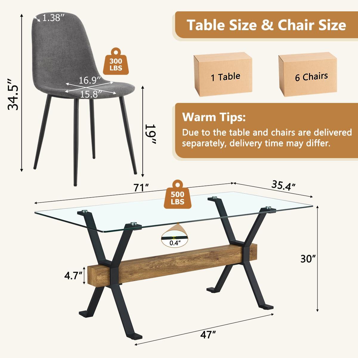 Ivy Bronx 7-Piece Glass Top Dining Table Sets | Wayfair
