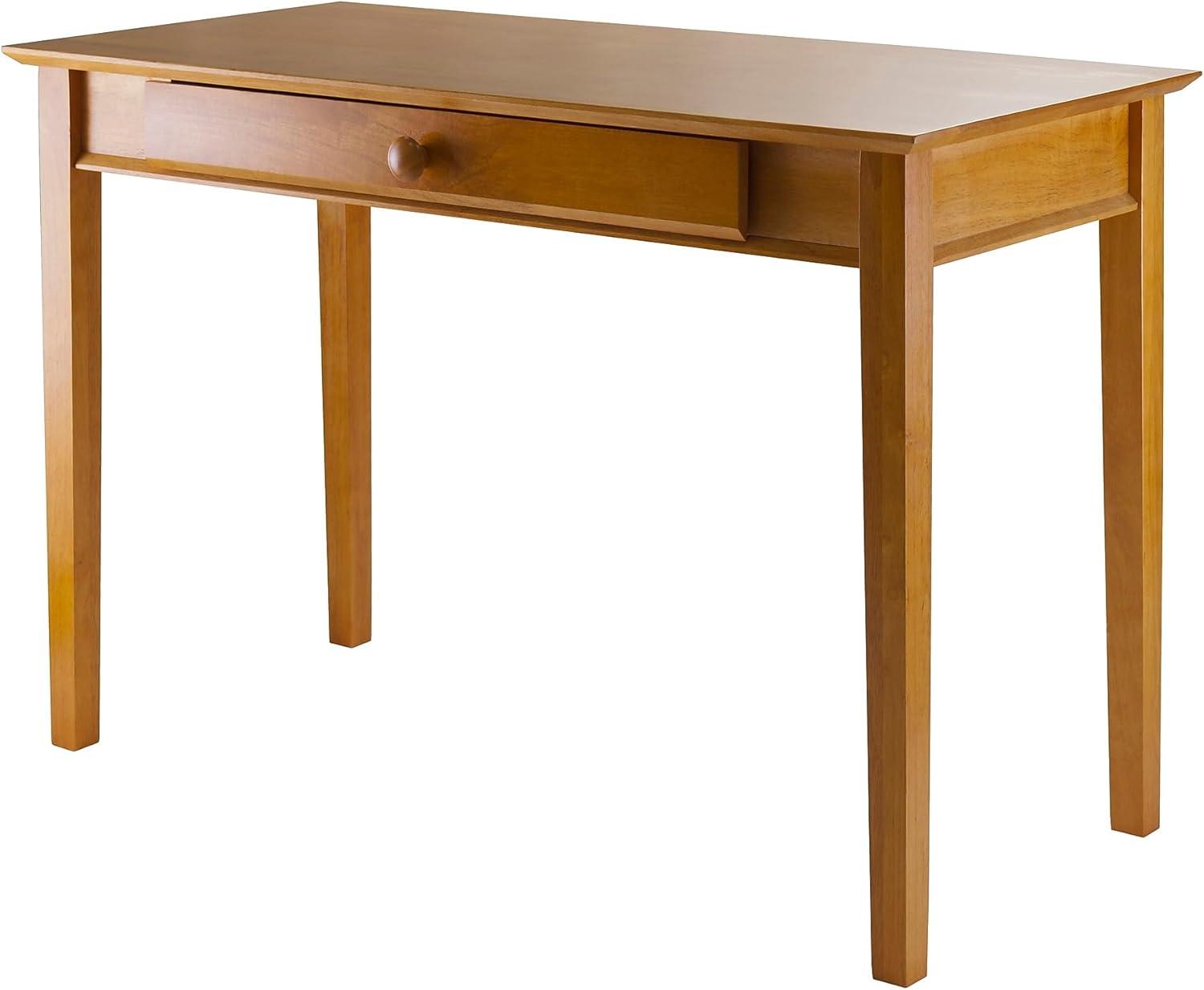 Studio Computer Desk Honey Brown - Winsome: Solid Wood, Pull-Out Tray, Luxury & Glam Style