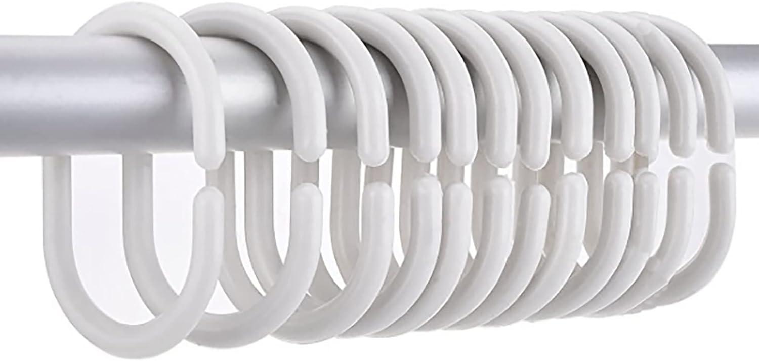 Evideco Solid Plastic Shower Curtain Hooks Rings (Set of 12)
