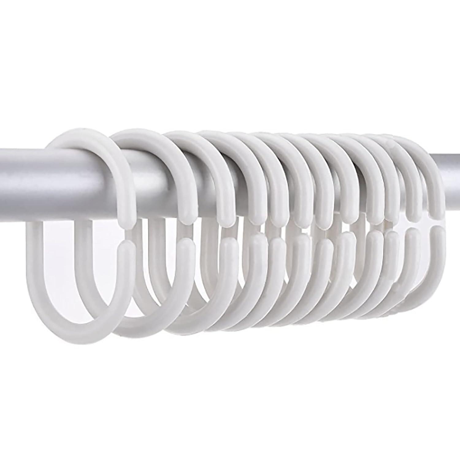 Evideco Solid Plastic Shower Curtain Hooks Rings (Set of 12)