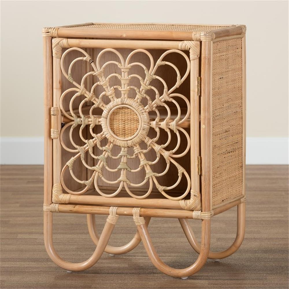 Acelin Rattan Nightstand Natural Brown - Baxton Studio: No Assembly, Spot Clean, Rectangle Shape, 30 Day Warranty