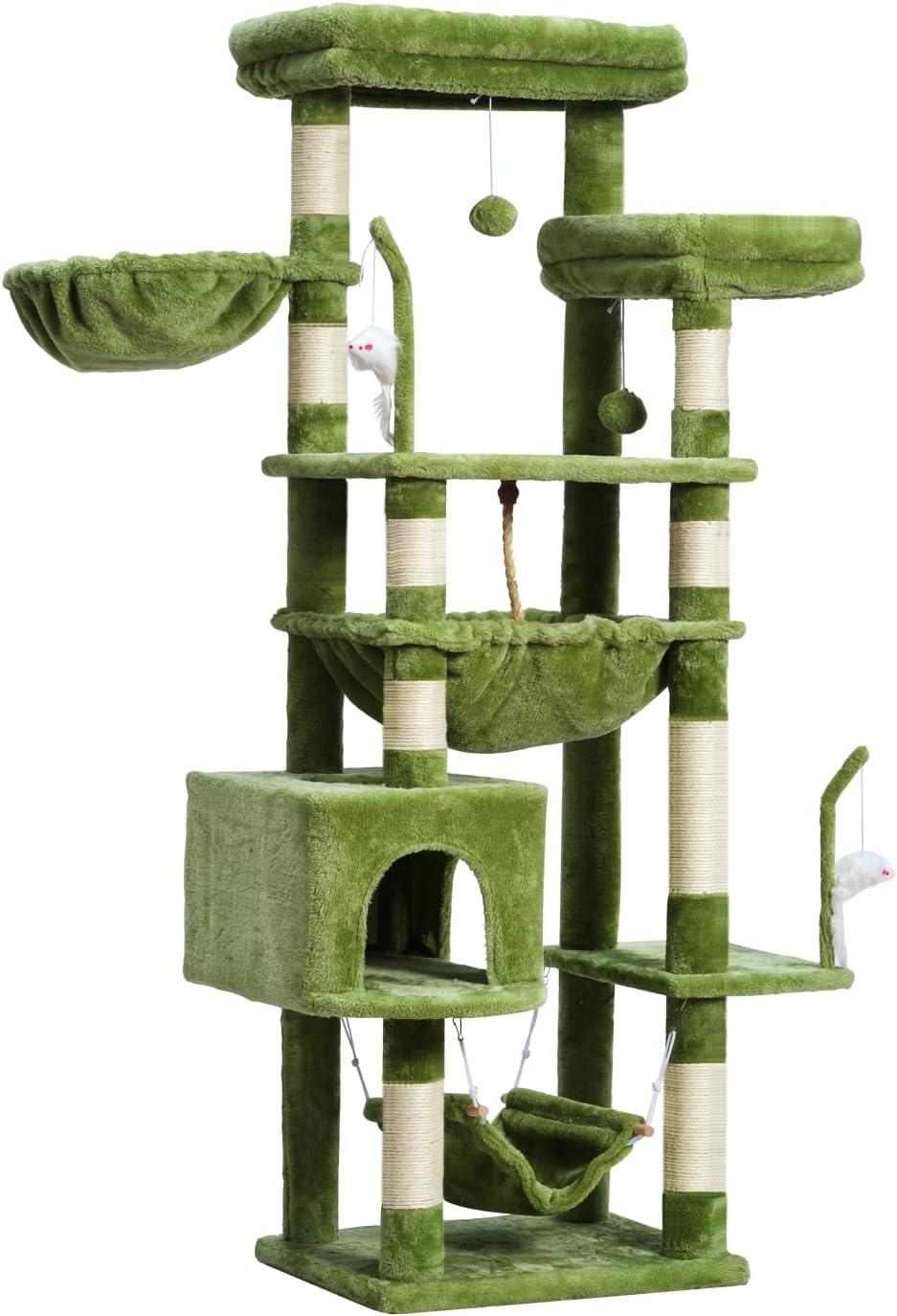 63" Cat Tree For Large Breeds - Spacious Platforms, Hammock, Sisal Scratching Posts & Cat Condo, Indoor Use