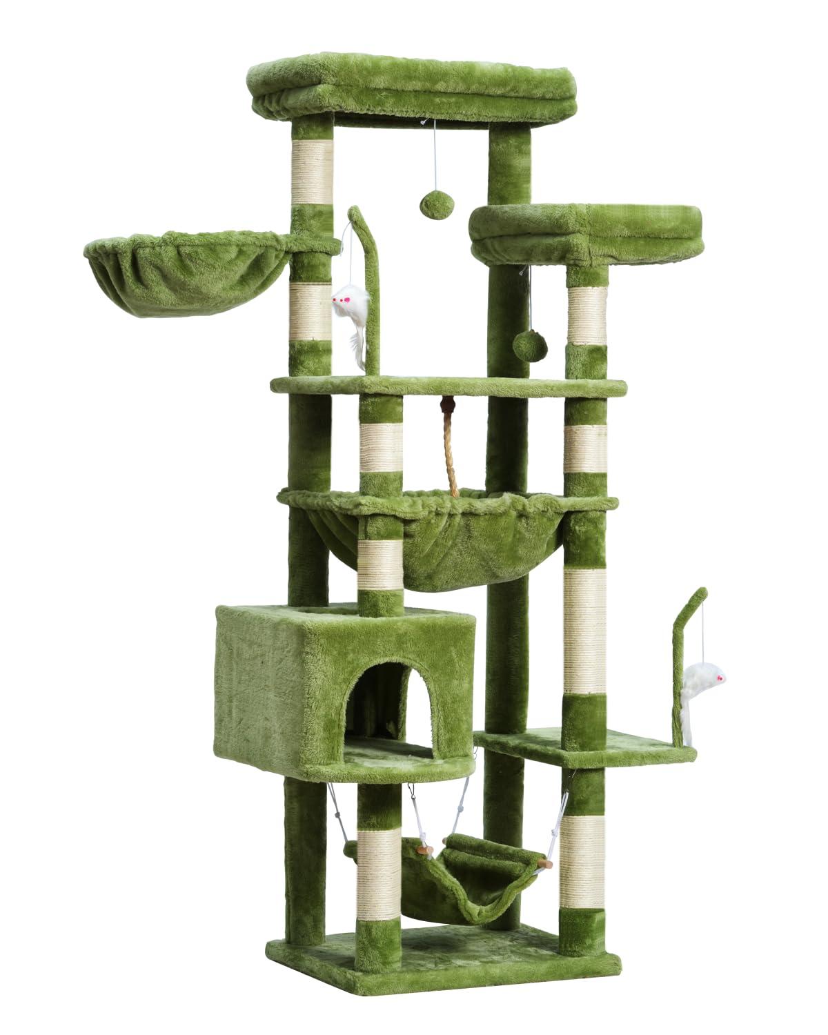 Tucker Murphy Pet™ 63" Cat Tree For Large Breeds - Spacious Platforms, Hammock, Sisal Scratching Posts & Cat Condo, Indoor Use