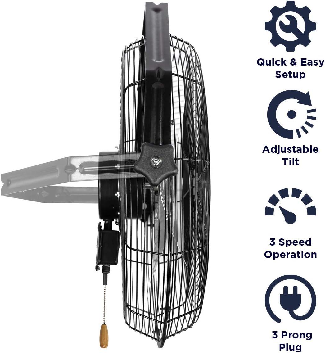 Tilting Head 18" High Velocity Garage Wall-Mount Fan, Powder Coated