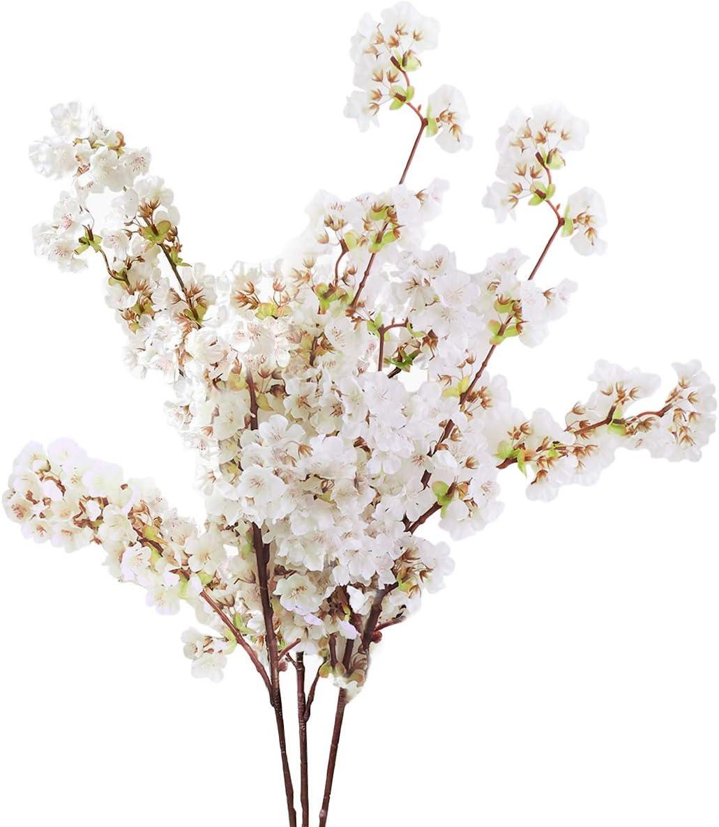 Tkrady Boutique Silk Cherry Blossom Branches, Artificial Cherry Blossom Tree Stems Cherry Flowers Vase Arrangements for Wedding Home Decor, Set of 3