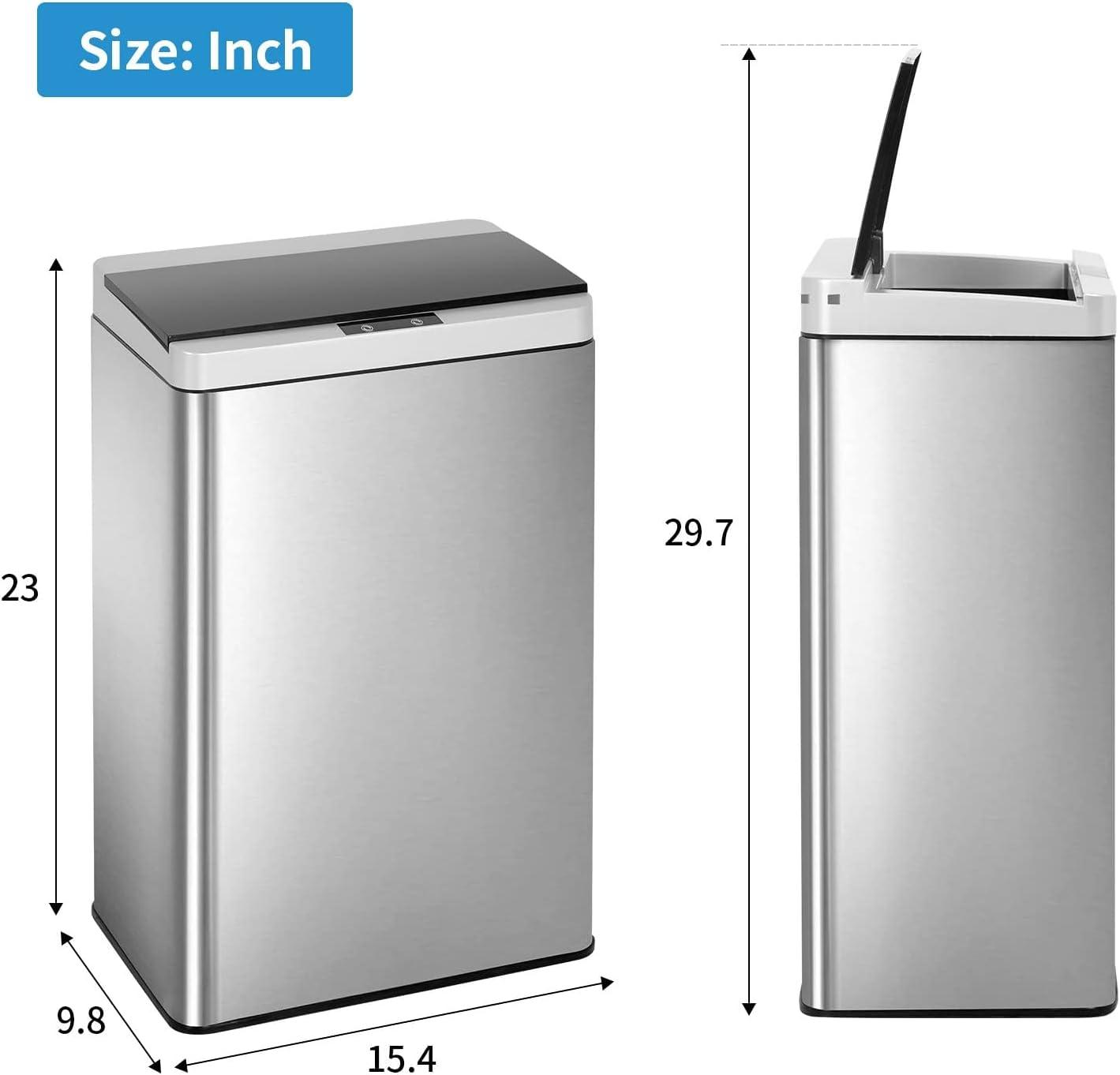 PayLessHere 13 Gallon 50 Liter Kitchen Trash Can High-Capacity with Lid Brushed Stainless Steel