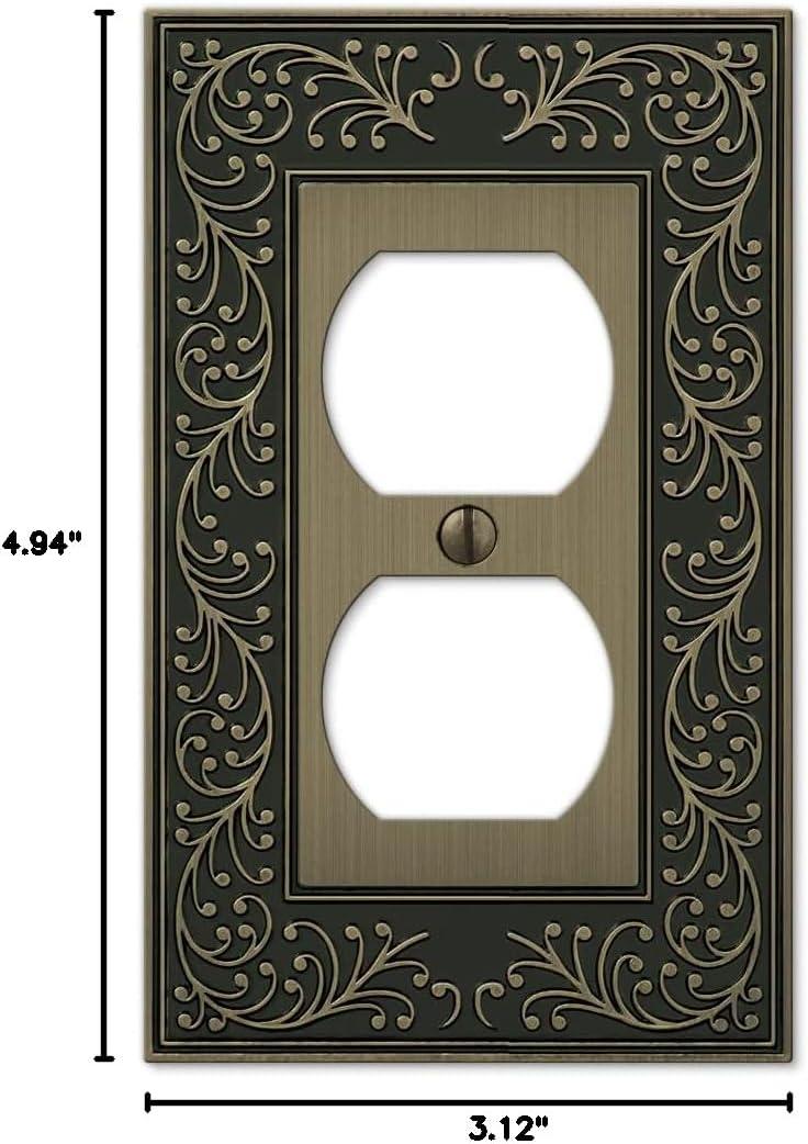 Brushed Brass and Black Decorative Duplex Outlet Cover