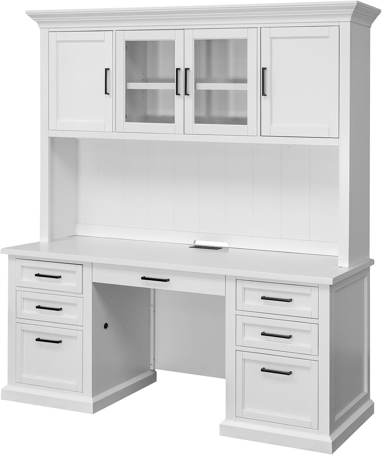 Modern Wood Hutch With Doors Storage Hutch Fully Assembled White