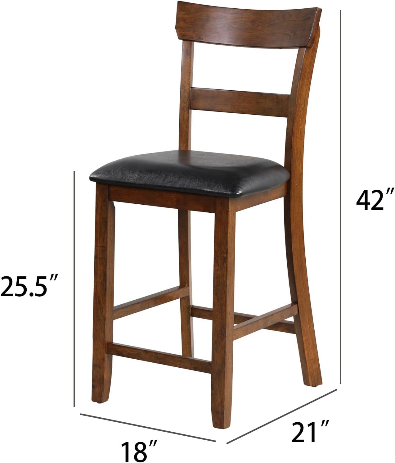 Topbuy Set of 2 Bar Stools Vintage Wooden Dining Chair for Kitchen, Bistro Brown&Black