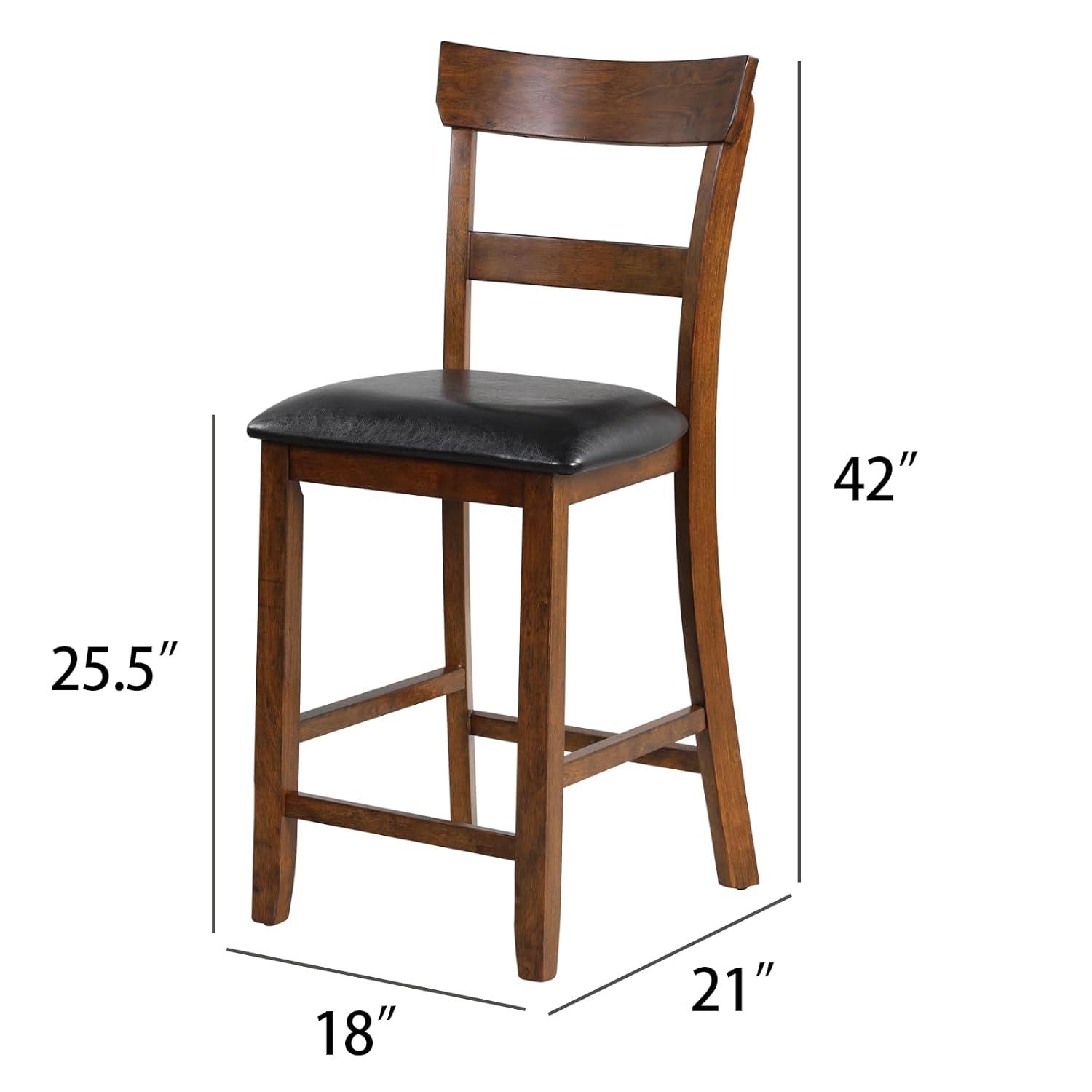 Topbuy Set of 2 Bar Stools Vintage Wooden Dining Chair for Kitchen, Bistro Brown&Black