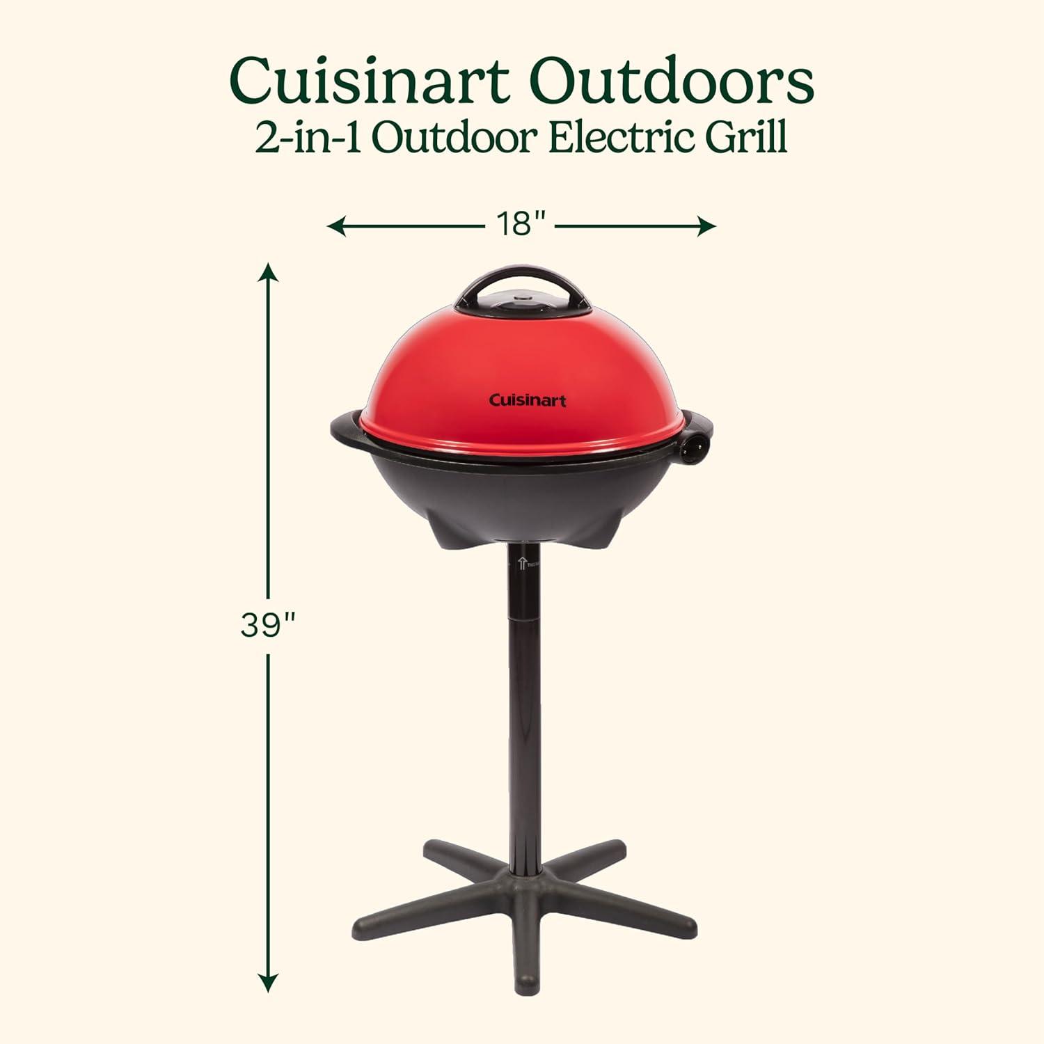 Cuisinart Red 2-in-1 Indoor/Outdoor Electric Grill