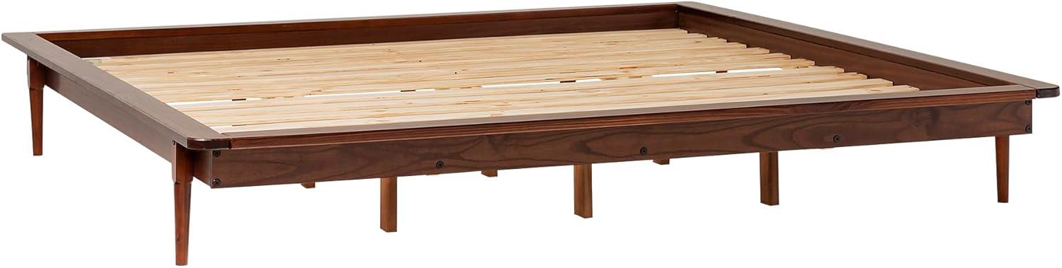 King Mid Century Modern Solid Wood Platform Bed - Walnut