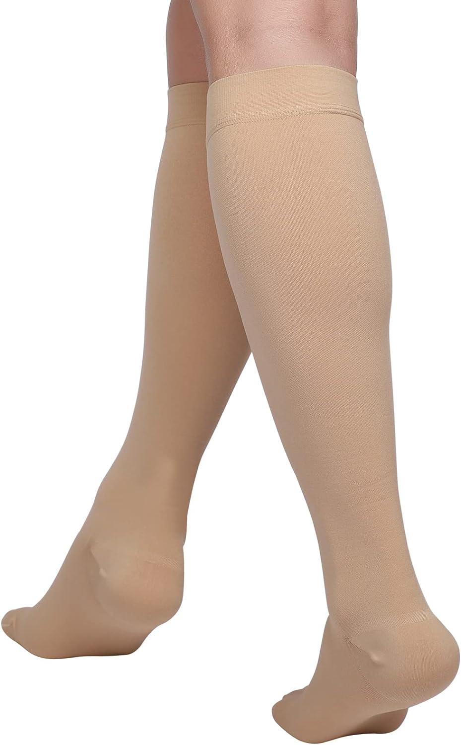 Truform Stockings, Knee High, Closed Toe: 20-30 mmHg, Beige, Medium