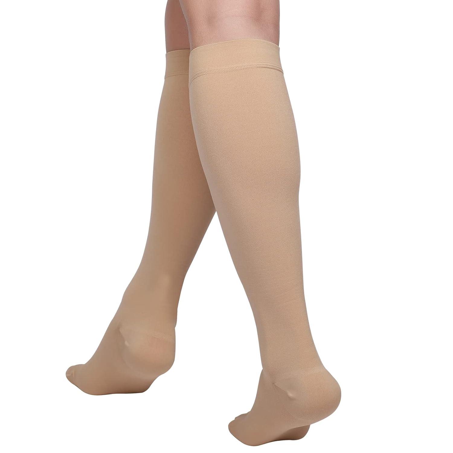 Truform Stockings, Knee High, Closed Toe: 20-30 mmHg, Beige, Medium