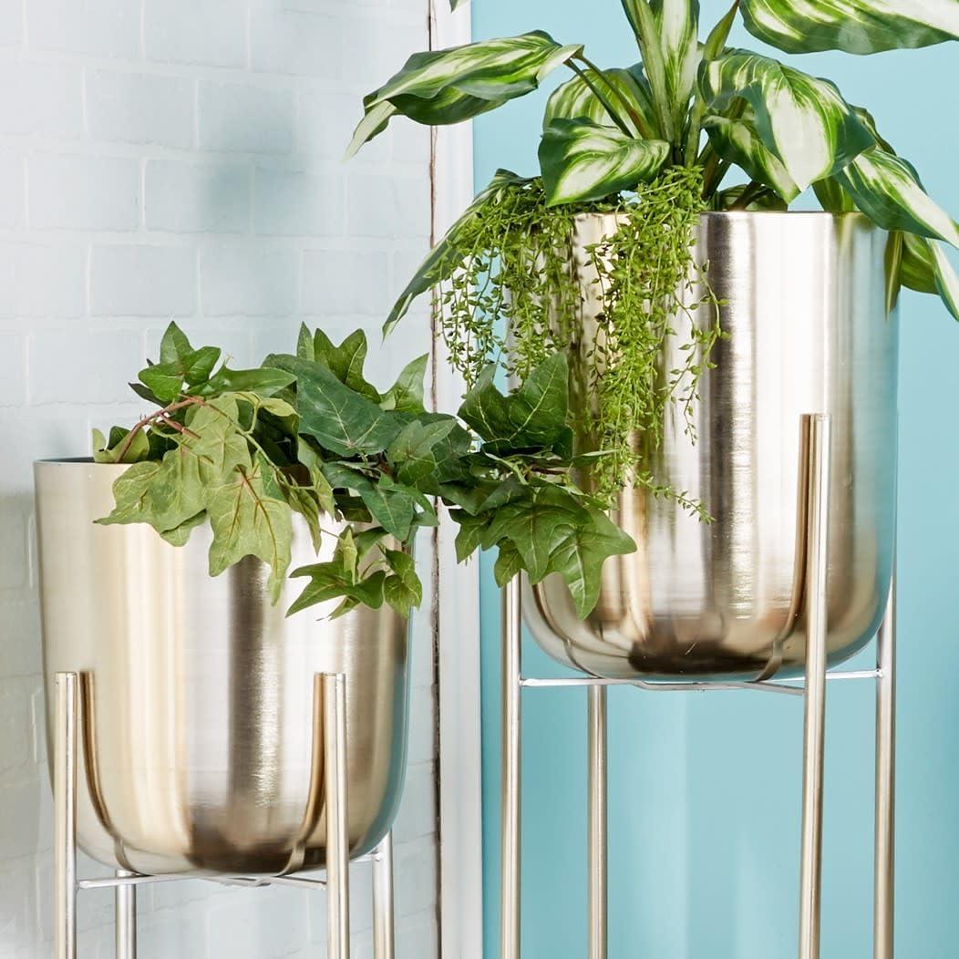 2 - Piece Tall Round Planter Metal Stand