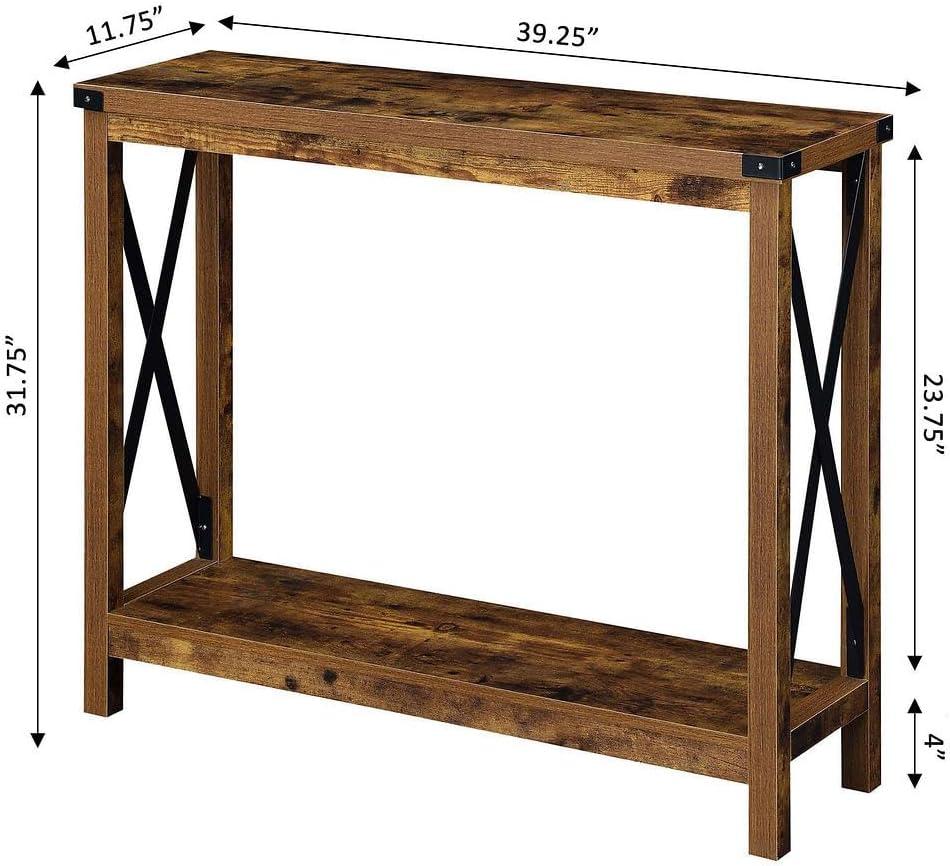 Barnwood Black 39'' Industrial Console Table with Storage Shelf