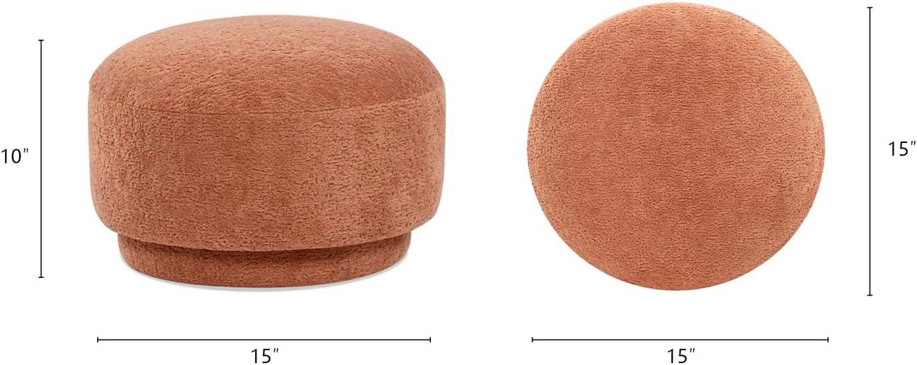 Jennifer Taylor Home Fuji 15" Mushroom Footstool Ottoman, Spice Orange Fleeced Teddy