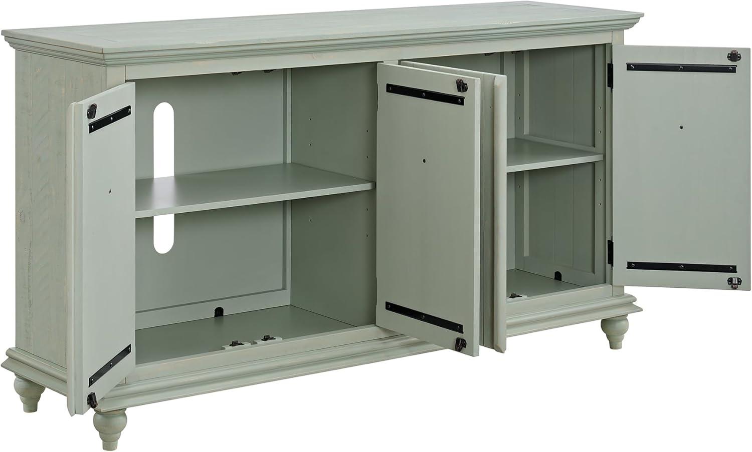 Martin Svensson Home Garden District Solid Wood TV Stand for TVs up to 70", Rustic Turquoise