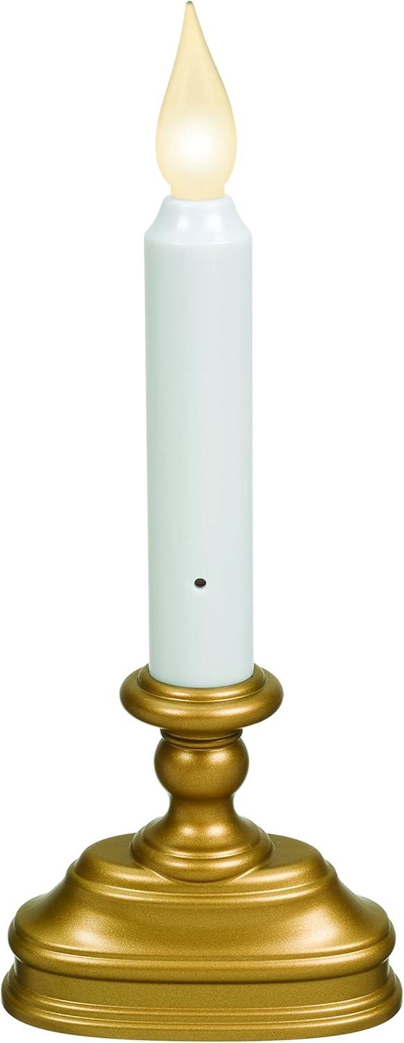 Gold and White Flameless LED Window Candle with Sensor