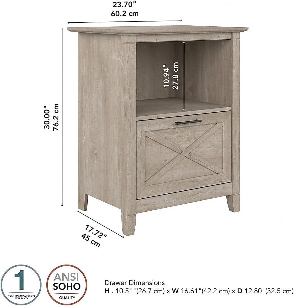 Key West Lateral File Cabinet with Shelf in Washed Gray - Engineered Wood