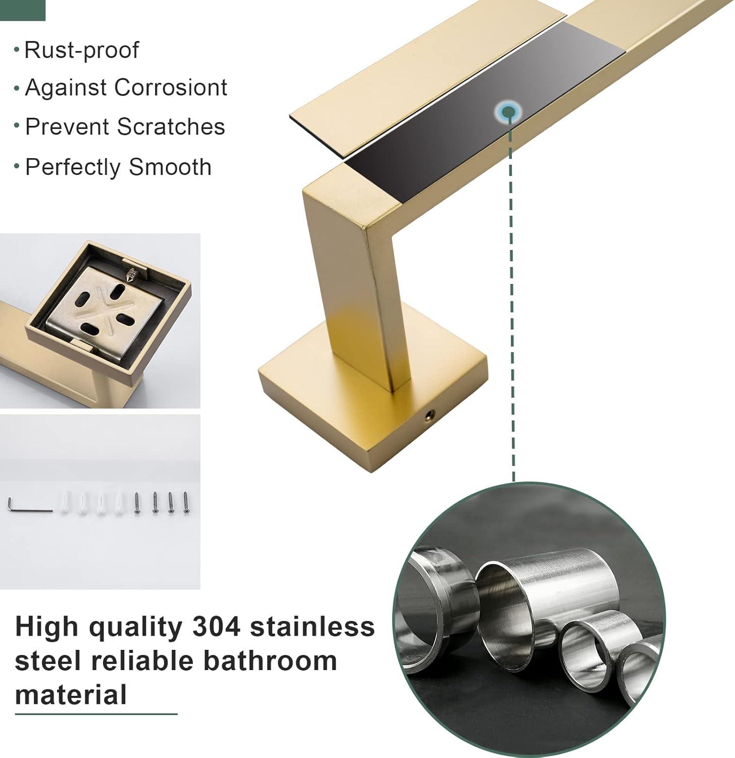 Brushed Gold Stainless Steel 4-Piece Bathroom Hardware Set