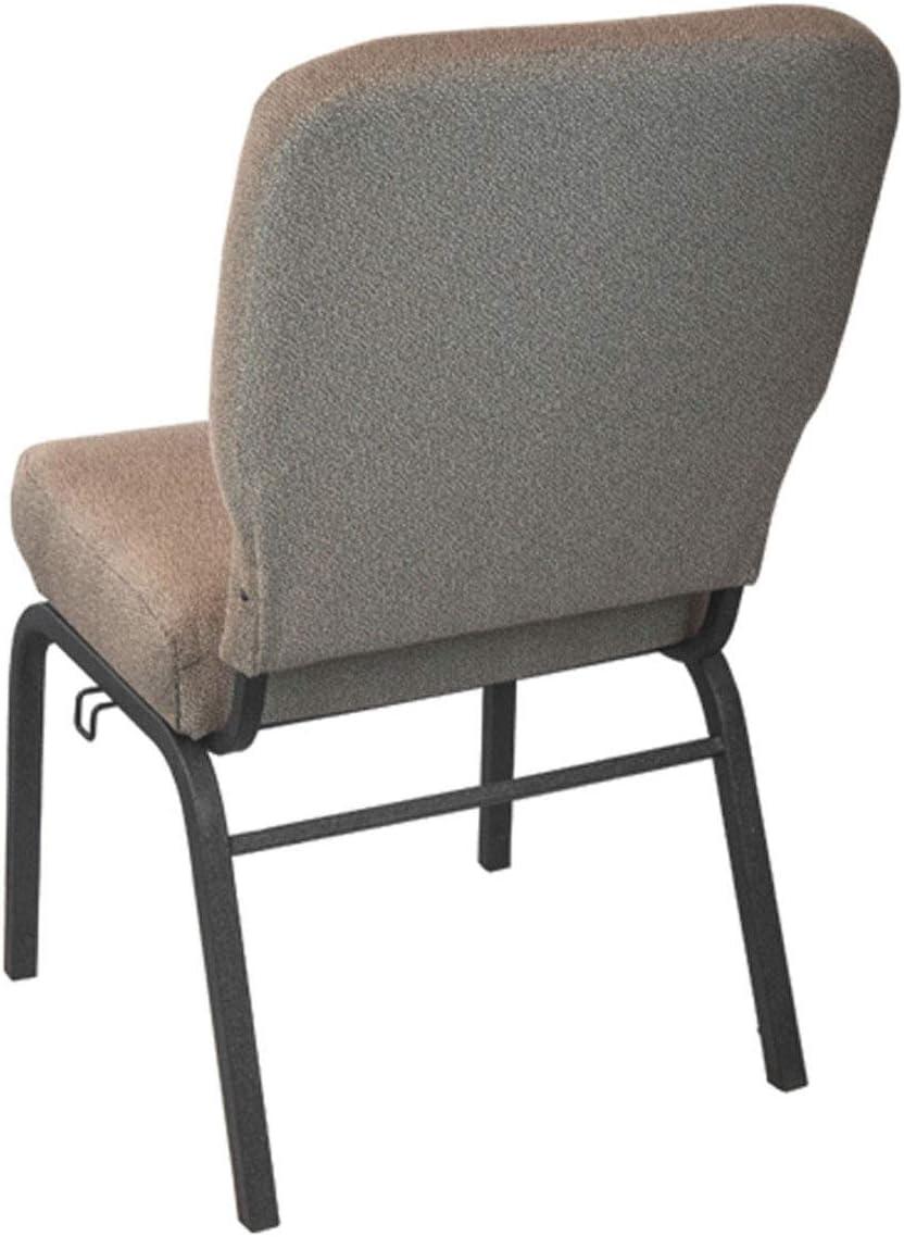 Tan Speckle Fabric and Metal Stackable Chair with Padded Seat