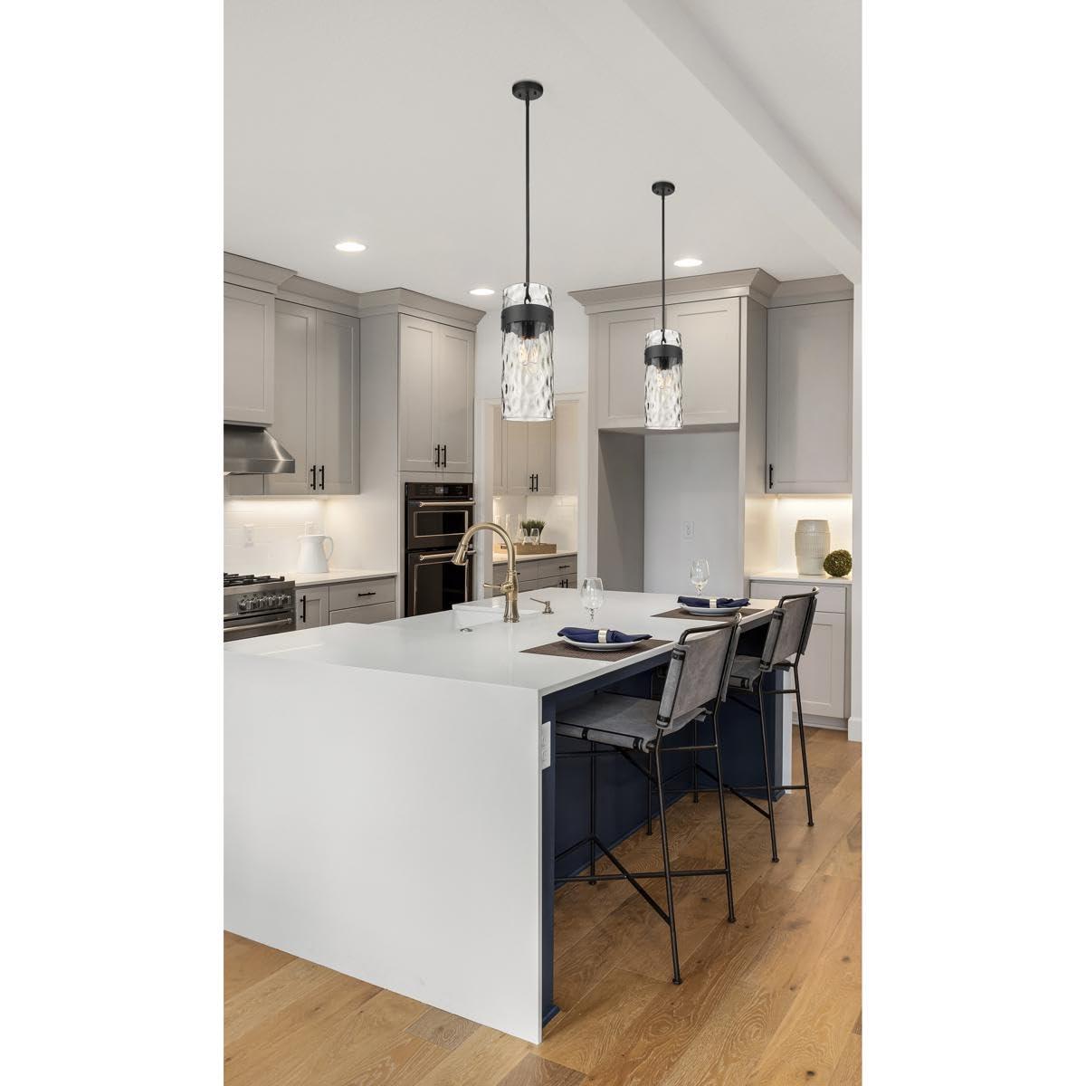 Matte Black and Clear Glass 3-Light Pendant