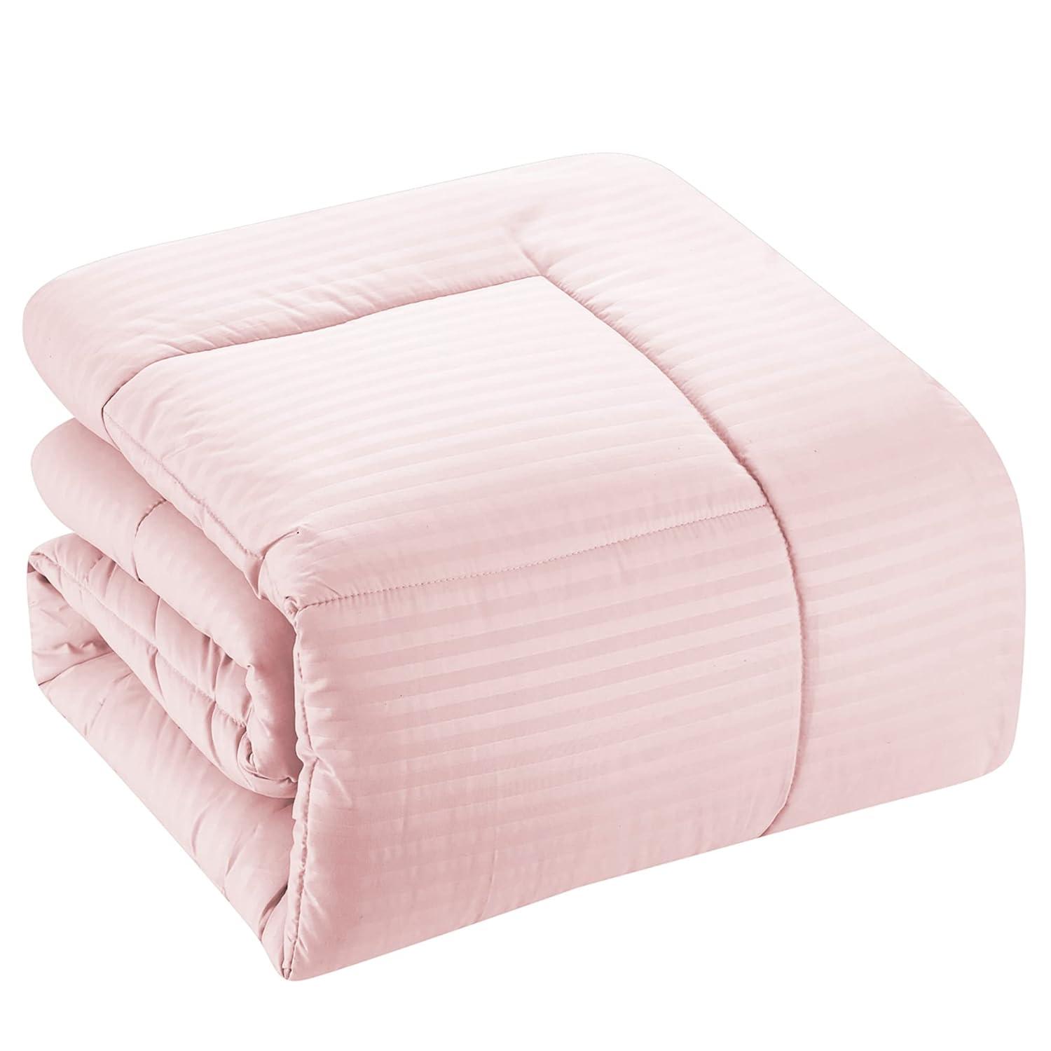 Sweet Home Collection Dobby Stripe Embossed Bed In a Bag Comforter Set