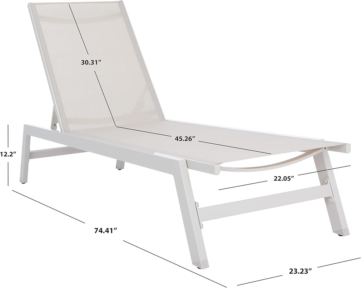 Fionne Sunlounger - Outdoor - PAT9038 - White/Beige -Safavieh