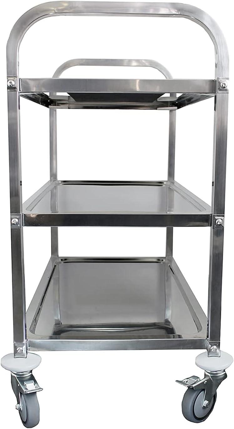 Small Stainless Steel 3-Shelf Utility Cart with Swivel Casters