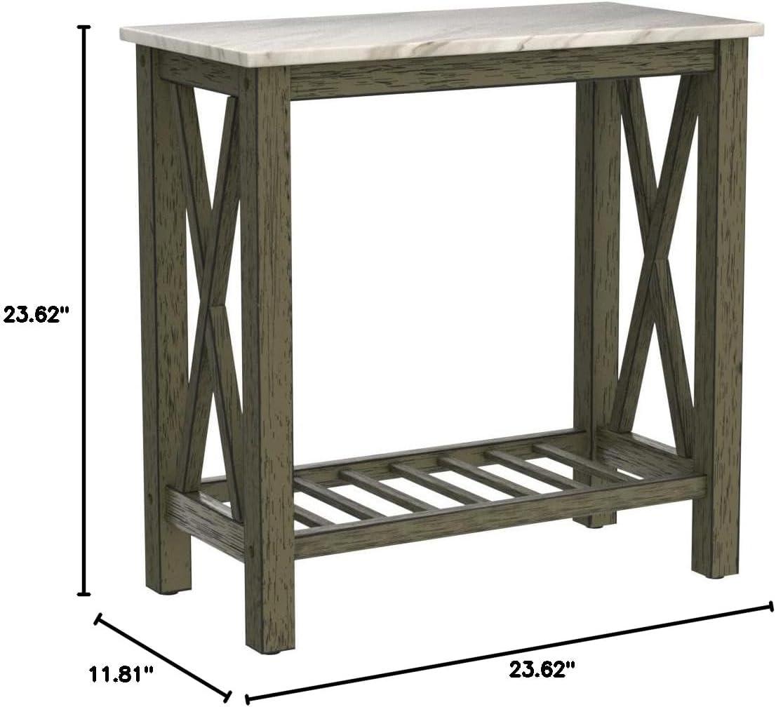 New Classic Furniture Eden 1-Shelf Faux Marble & Wood End Table in Gray