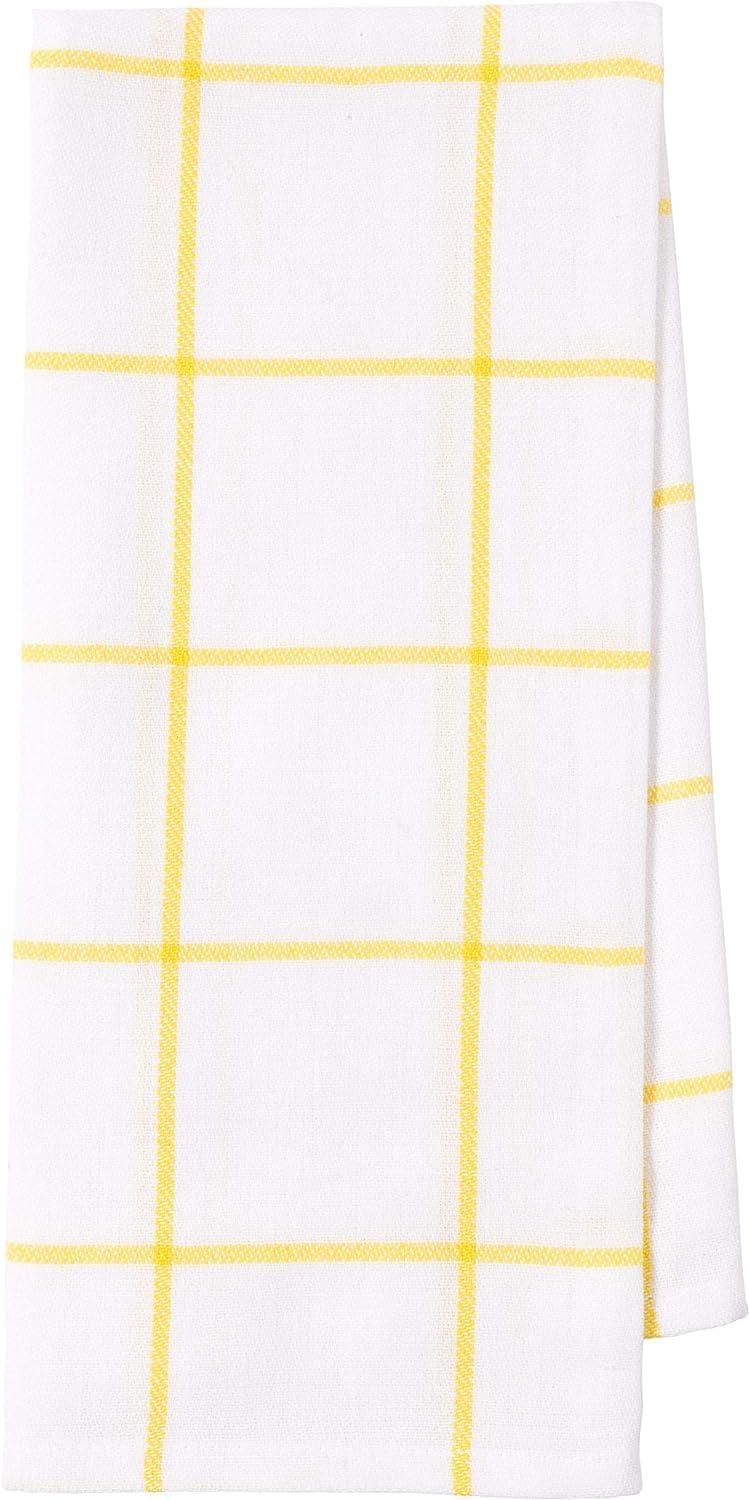 Lemon Print and Yellow Striped Cotton Kitchen Towel Set, 18 x 28-inch