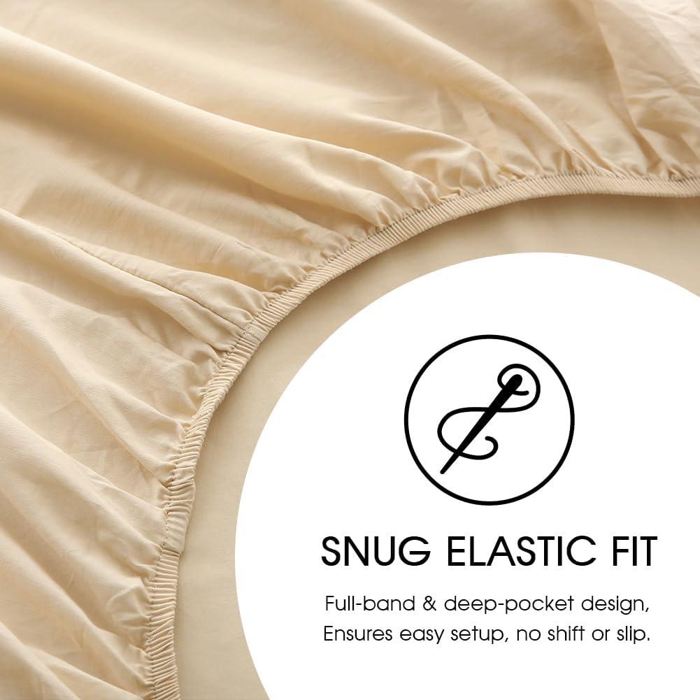 HYPREST 100% Cotton Sheets Extra Deep Pocket, Hotel Luxury Soft Cooling Cotton Sheet Sets