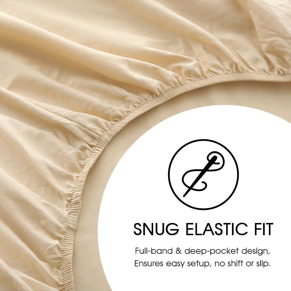 HYPREST 100% Cotton Sheets Extra Deep Pocket, Hotel Luxury Soft Cooling Cotton Sheet Sets