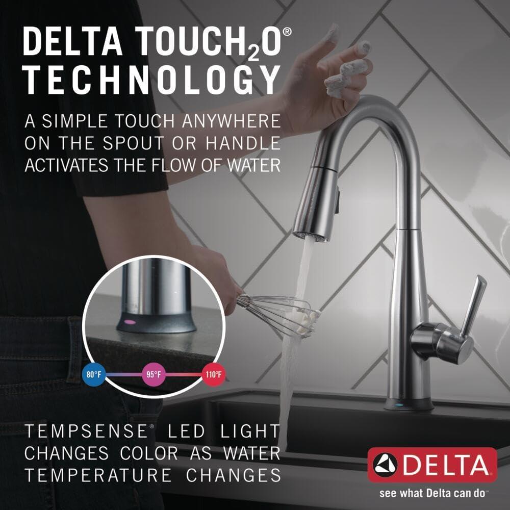 Essa Pull Down Sprayer Touch Bar Faucet, Single Handle Touch Prep Sink Faucet