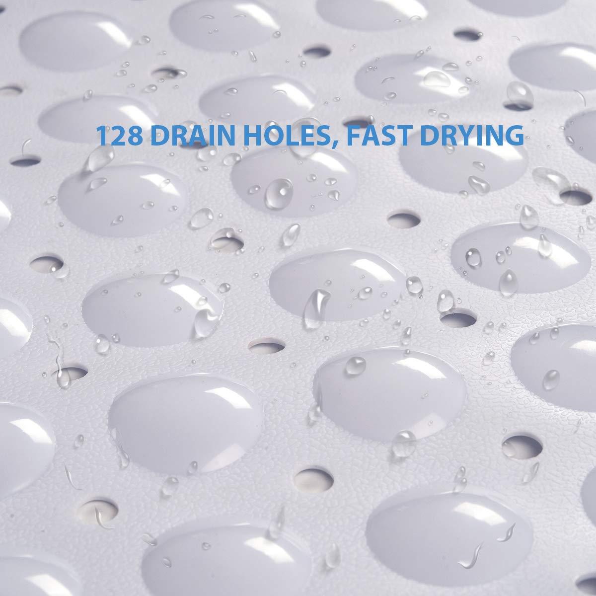 AmazerBath Bath Tub Mat, Medium Size 27.6 x 15 Inches Non-Slip Shower Mats with Suction Cups and Drain Holes, Bathroom Bathtub Mats Machine Washable (Clear)