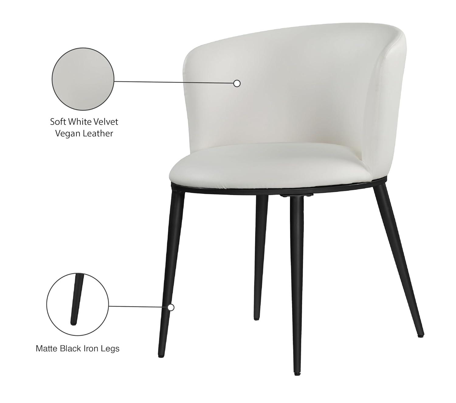 Meridian Furniture,Skylar White Vegan Leather Dining Chair, Set of 2