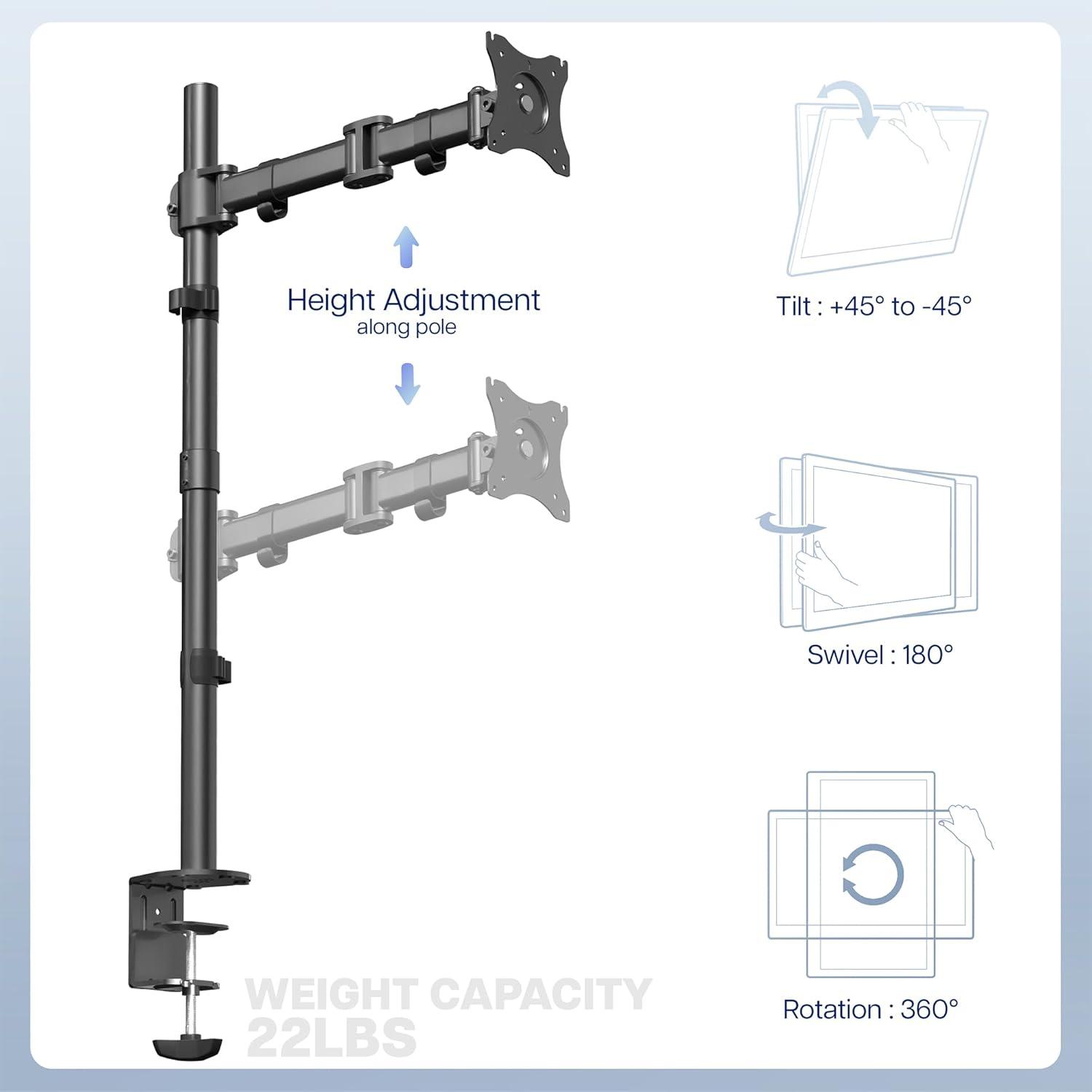 Vivo Single Monitor Extra Tall Desk Mount